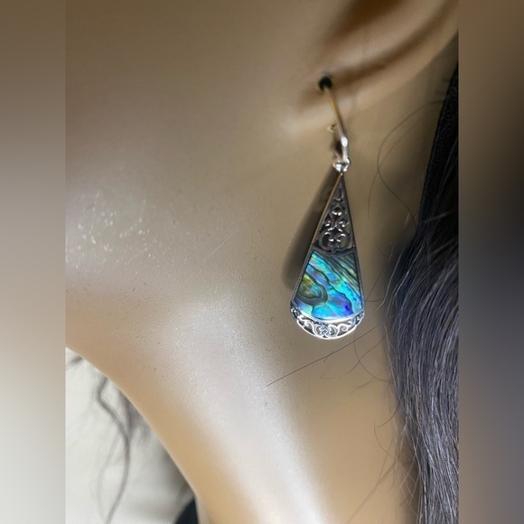 Abalone Shell Dangle Earrings in Sterling silver - Picture 1 of 5